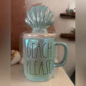 Rae Dunn BEACH PLEASE Mug With Seashell Lid